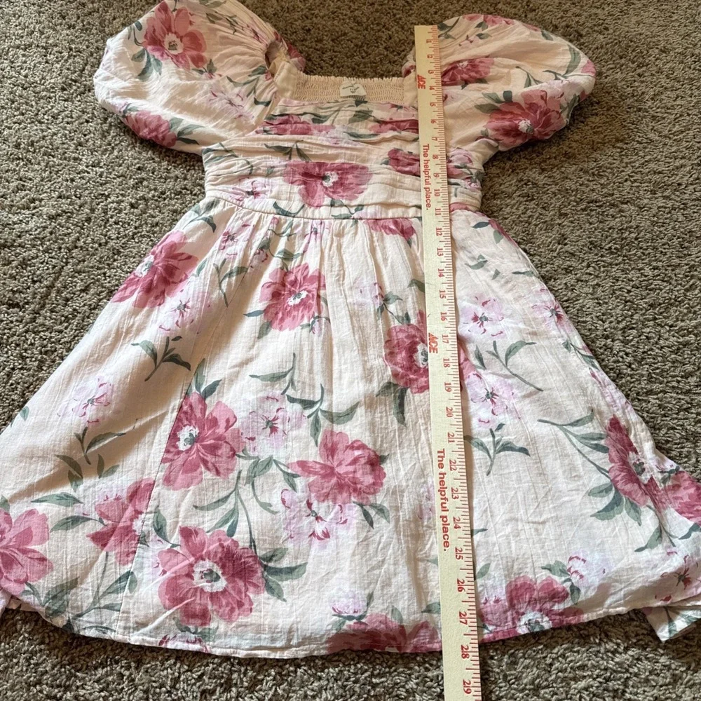 Abercrombie Kids Floral Dress Girls 7/8 Puff Sleeve Smocked Cottagecore